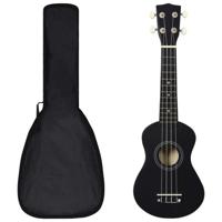 VidaXL Ukuleleset met tas voor kinderen sopraan 21'' zwart - thumbnail