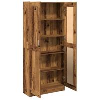 Hoge kast 82,5x30,5x185 cm bewerkt hout oud houtkleurig - thumbnail