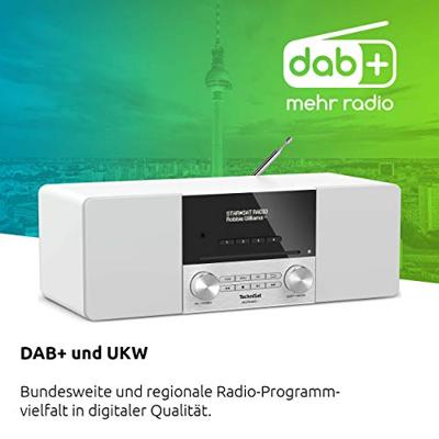 TechniSat DIGITRADIO 3 Radio DAB+, VHF (FM) CD, USB, Bluetooth Incl. afstandsbediening, Wekfunctie, Acculaadfunctie Wit