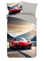 Good Morning Kinderdekbedovertrek "rode sportieve auto" - Multi - (140x200/220 cm) - Katoen - thumbnail