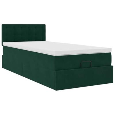 Ottoman bed met matras 100x200 cm fluweel donkergroen
