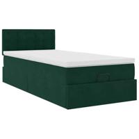 Ottoman bed met matras 100x200 cm fluweel donkergroen - thumbnail