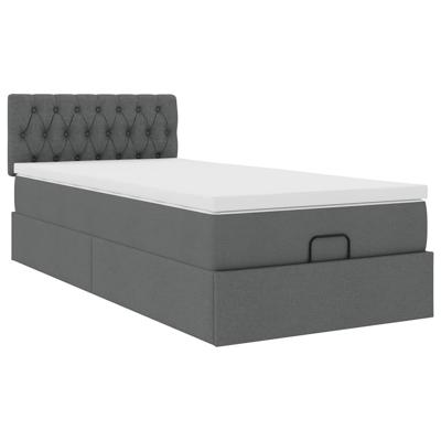 Ottoman bed met matras 90x190cm stof donkergrijs