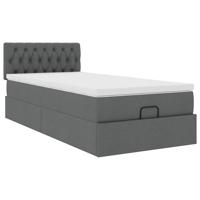 Ottoman bed met matras 90x190cm stof donkergrijs - thumbnail