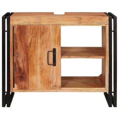 Wastafelonderkast 71 x 33 x 58 cm Massief Acaciuhout, Ijzer
