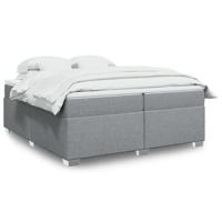 Boxspring met matras stof lichtgrijs 200x200 cm - thumbnail