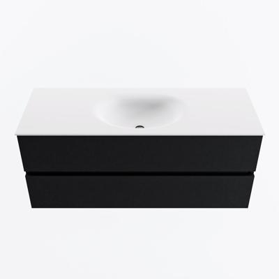 MONDIAZ VICA 120cm badmeubel onderkast Urban 2 lades. Wastafel MOON midden zonder kraangat, kleur Talc.