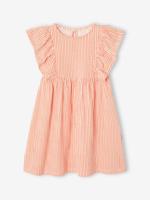 Bloemenjurk van tricot met reliëf koraal - thumbnail