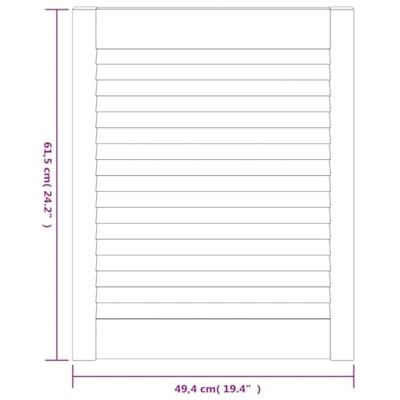 VidaXL Kastdeuren met lamellen 4 st 61,5x49,4 cm massief grenenhout - thumbnail