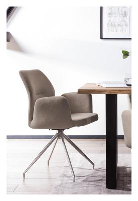 Artistiq Draaibare Eetkamerstoel 'Meika' Structuurstof, kleur Bruin