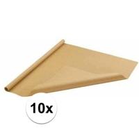 10x Bruin cadeaupapier 70 x 500 cm - Cadeaupapier - thumbnail