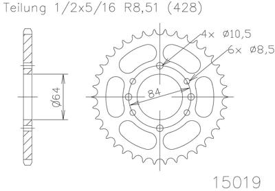 ESJOT Chain wheel 428 53z steel black