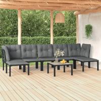 8-delige Loungeset poly rattan zwart en grijs - thumbnail