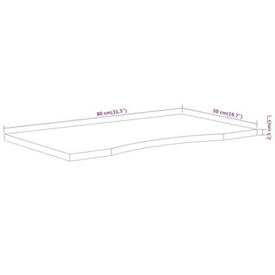 Bureaublad rechthoekig 80x50x2,5 cm massief acaciahout