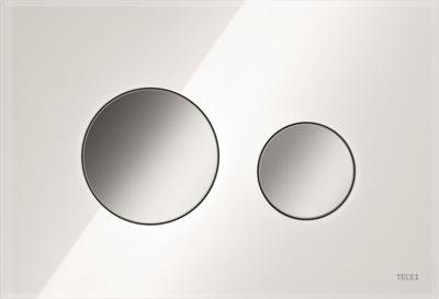 Bedieningsplaat TECE Loop Met Duospoeltechniek Glas Wit Met Glanzend Chromen Toetsen Bedieningsplaat TECE Loop Met Duospoeltechniek Glas Wit Met Glanzend Chromen Toetsen
