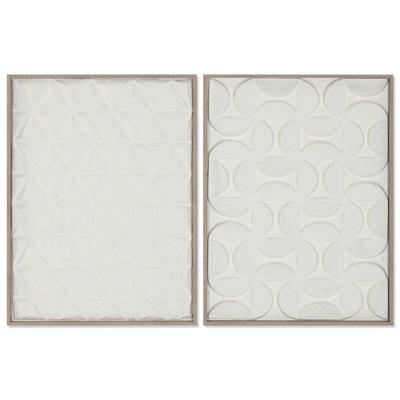 Schilderij Home ESPRIT Wit Natuurlijk Abstract Stads 60 x 3 x 80 cm (2 Stuks)