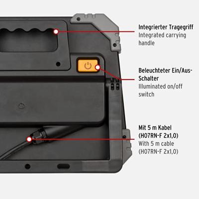 Brennenstuhl Mobiele LED straler | DINORA 5050 | IP65 | 5m | H07RN-F | 2x1,0 | 5000lm 1171580001 - thumbnail