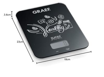 Graef KS 202 Keukenweegschaal Digitaal Weegbereik (max.)=5 kg Zwart 200 x 145 x 17 Graef KS 202 Keukenweegschaal Digitaal Weegbereik (max.)=5 kg Zwart 200 x 145 x 17
