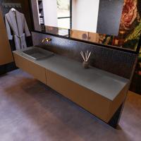 Badkamermeubelset Mondiaz Erin 200 cm met 2 Lades met RIDGE Wastafel Links Dark grey Zonder Kraangaten Greeploos Mat Rust - thumbnail