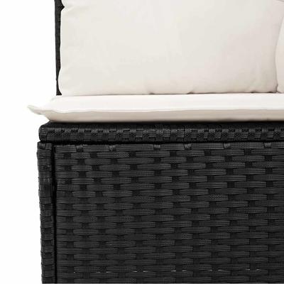 6-delige Loungeset met kussens poly rattan zwart - thumbnail