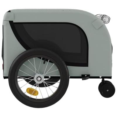 Hondenfietstrailer oxford stof en ijzer grijs en zwart - thumbnail