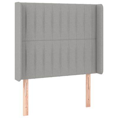 Hoofdbord met randen 163x16x78/88 cm stof lichtgrijs