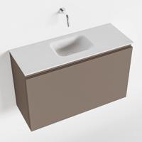 MONDIAZ OLAN 80cm toiletmeubel smoke. LEX wastafel talc midden geen kraangat - thumbnail