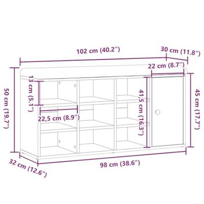 Schoenenbank 102x32x50 cm bewerkt hout oud houtkleurig