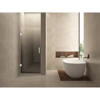 Wiesbaden Less Nisdeur Links - 900x2000x8mm - Nano - Spiegelrook naar Helder Glas - Mat Wit - thumbnail