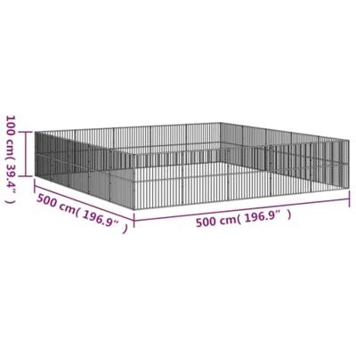 Hondenkennel 20 panelen gepoedercoat staal zwart