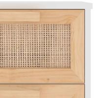 Dressoir 40x30x90 cm massief grenenhout en rattan wit - thumbnail