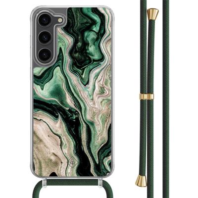 Samsung Galaxy S23 Plus hoesje met groen koord - Green waves