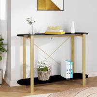 Wandtafel 110x38x75 cm bewerkt hout zwart - thumbnail