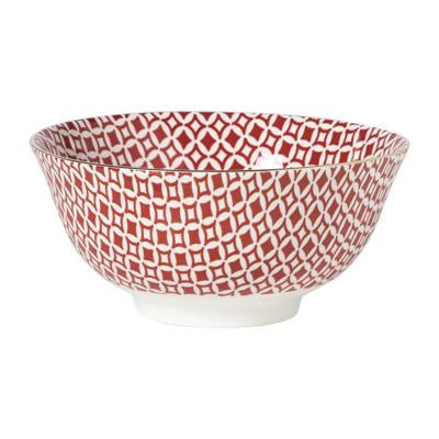 Schaaltje Mirna ruit groot - rood/wit - ø15.5x7 cm