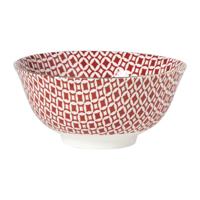Schaaltje Mirna ruit groot - rood/wit - ø15.5x7 cm - thumbnail