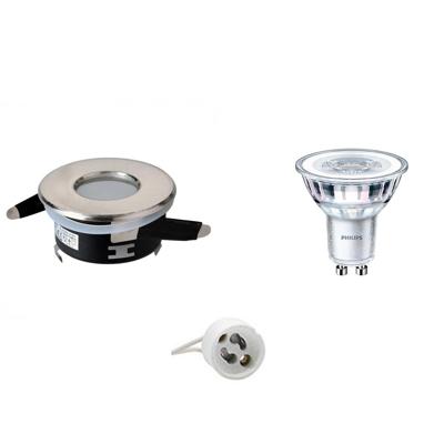 Philips LED Spot Set GU10 - Waterdicht IP65 - Mat Chroom - 4000K - Dimbaar