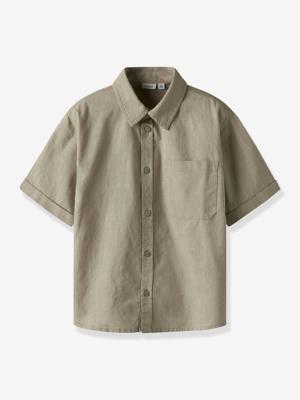 Hemd voor jongens met korte mouwen en kraag NAME IT taupe