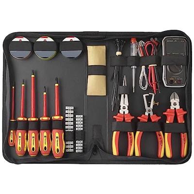TOOLCRAFT TO-7762929 Gereedschapsset Electricien, Doe-het-zelver Incl. tas 50-delig met digitale multimeter Voltcraft VC-22