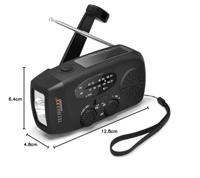 Technaxx TX-238 Noodradio AM, FM Noodradio Handslinger, Zonnepaneel, Zaklamp, Oplaadbaar Zwart - thumbnail