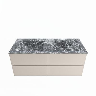 MONDIAZ VICA-DLUX 120cm badmeubel onderkast Linen 4 lades. Inbouw wastafel CLOUD dubbel 2 kraangaten, kleur Lava.