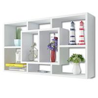 VidaXL Wandschap zwevend 8 vakken wit - thumbnail