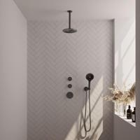 BRAUER Gunmetal Edition thermostatische inbouw regendouche SET 11 met 20 cm douchekop en plafondarm en 3-standen handdouche en doucheslang en wandaansluitbocht gunmetal geborsteld PVD - thumbnail