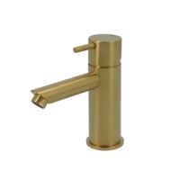 Hotbath Cobber lage wastafelmengkraan met rechte uitloop zonder waste geborsteld messing CB003SBB - thumbnail