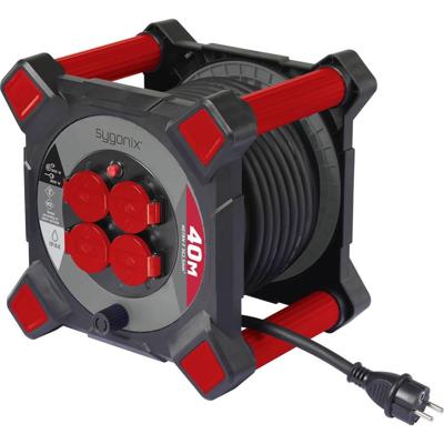 Sygonix SY-10236126 Kabelhaspel 40 m Zwart Randaarde stekker