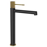 Wastafel Mengkraan Hoog Sapho Solaris Mat Zwart/Goud - thumbnail
