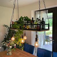 QAZQA Smart hanglamp zwart met hout incl. 5 Wifi G95 - Shelf - thumbnail