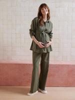 2-delige homewear set voor zwangerschap en borstvoeding olijf - thumbnail