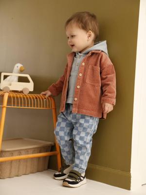 Jeans voor baby's met dambordprint stone