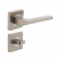 Intersteel Deurkruk Ben op vierkant rozet met toilet-/badkamersluiting - nikkel mat - thumbnail