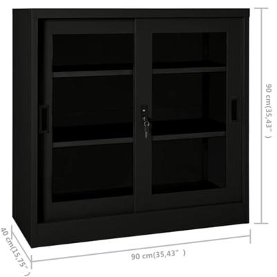 VidaXL Roldeurkast 90x40x90 cm staal zwart